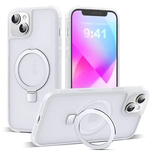 SKYLMW iPhone 13 Case & iPhone 14 Case bilan mos keladi, ko'rinmas magnit O-Ring Stand Telefon Qutisi iPhone 13 & 14 6.1