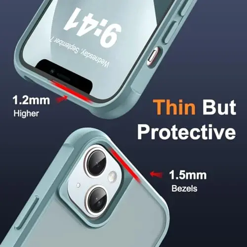 SKYLMW iPhone 13 G'ilofi & iPhone 14 G'ilofi bilan mos keladi, Ko'rinmas Magnit O-Ring Stand Translusent Telefon G'iloflari 13 & 14 6.1