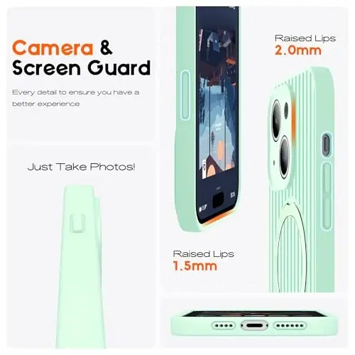 SKYLMW Compatible with iPhone 13 Case with Magnetic Invisible Stand [Compatible with Mag-Safe][Cute Aesthetic Striped Pattern] Silicone 13 Phone Case for Women Men 6.1