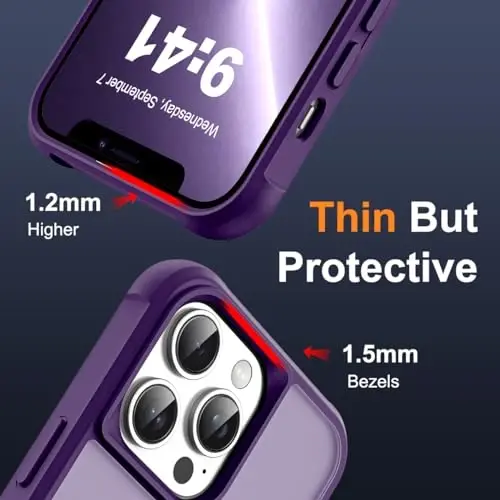 SKYLMW iPhone 13 Pro uchun g'ilof, ko'rinmas magnit O-Ring stendi bilan, harbiy darajadagi yarim shaffof g'ilof iPhone 13 Pro 6.1