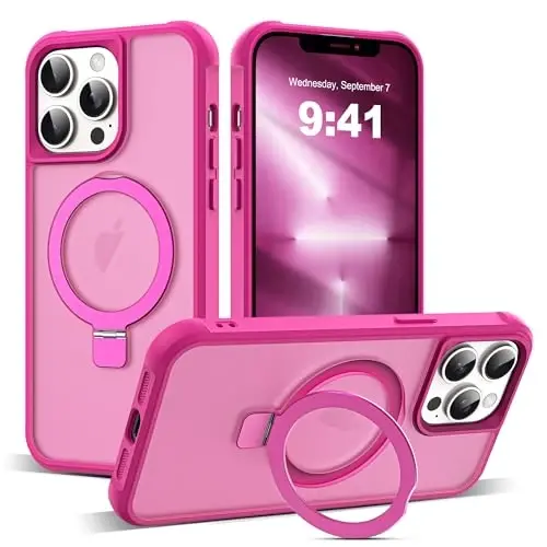 SKYLMW iPhone 13 Pro uchun ko'rinmas magnit O-Ring stendiga ega g'ilof, harbiy standartdagi shaffof g'ilof iPhone 13 Pro 6.1