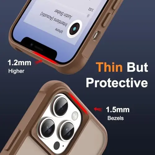 SKYLMW iPhone 13 Pro uchun ko'rinmas magnit O-Ring stendiga ega harbiy darajadagi yarim shaffof g'ilof, iPhone 13 Pro 6.1