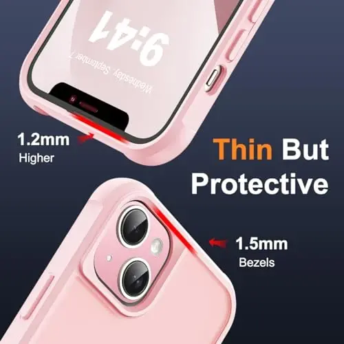 SKYLMW iPhone 13 uchun g'ilof va iPhone 14 g'ilofi bilan mos keladi, ko'rinmas magnit O-Ring stend yarim shaffof telefon g'iloflari 13 va 14 6.1