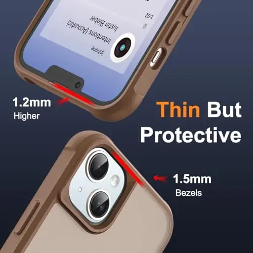 SKYLMW iPhone 13 va iPhone 14 bilan mos keladigan g'ilof, ko'rinmas magnit O-Ring stendli yarim shaffof telefon g'iloflari 13 va 14 6.1