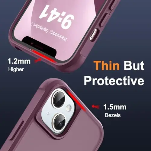 SKYLMW iPhone 13 va iPhone 14 uchun mos keladigan g'ilof, ko'rinmas magnit O-Ring stend bilan yarim shaffof telefon g'iloflari 13 va 14 6.1