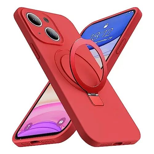 SKYLMW Designed for iPhone 14 Case with Magnetic Invisible Stand Compatible with MagSafe Military Drop Tested Shockproof Silicone iPhone 14 Phone Cases for Women Men 6.1'' 2022, Red - SKYLMW