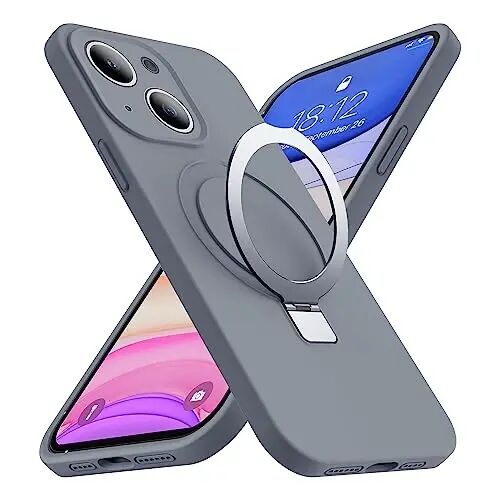 SKYLMW Designed for iPhone 14 Plus Case with Magnetic Invisible Stand Compatible with Mag-Safe Military Drop Tested Shockproof Silicone Phone Cases for Women Men 6.7'', Grey - SKYLMW