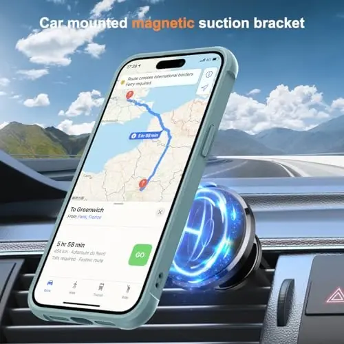 SKYLMW Compatible with iPhone 14 Plus Case with Invisible Magnetic O-Ring Stand Military-Grade Translucent Case for iPhone 14 Plus 6.7