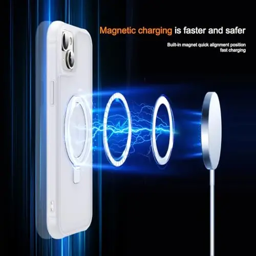 SKYLMW Compatible with iPhone 14 Plus Case with Invisible Magnetic O-Ring Stand Military-Grade Phone Case for iPhone 14 Plus 6.7