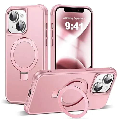 SKYLMW iPhone 14 Plus uchun g'ayrioddiy magnit O-Ring stendli harbiy darajadagi g'ilof, iPhone 14 Plus 6.7