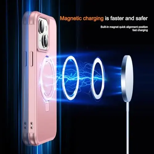 SKYLMW iPhone 14 Plus uchun g'ayrioddiy magnit O-Ring stendli harbiy darajadagi g'ilof, iPhone 14 Plus 6.7
