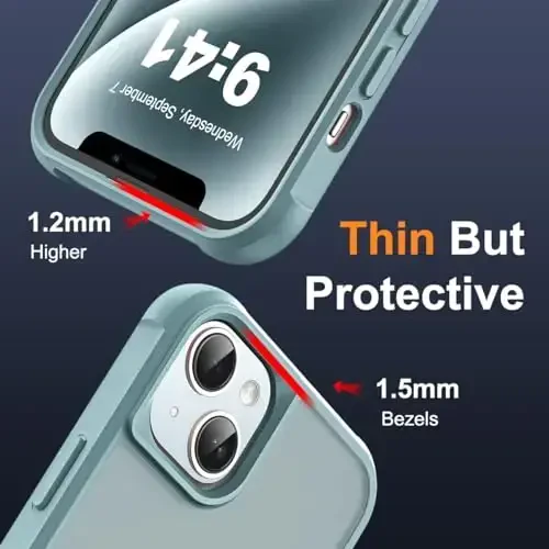 SKYLMW iPhone 14 Plus uchun g'ilof, ko'rinmas magnit O-ring stendli harbiy standartdagi yarim shaffof g'ilof iPhone 14 Plus 6.7