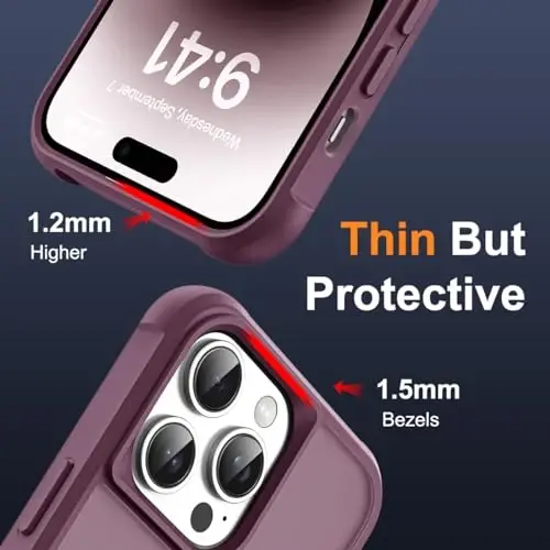 SKYLMW Compatible with iPhone 14 Pro Case with Invisible Magnetic O-Ring Stand Military-Grade Translucent Case for iPhone 14 Pro 6.1