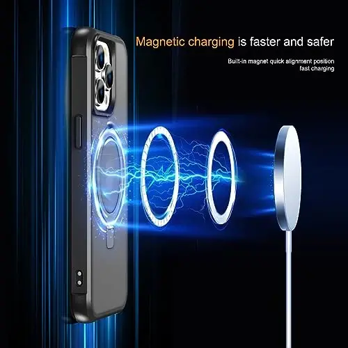 SKYLMW Compatible with iPhone 14 Pro Case with Invisible Magnetic O-Ring Stand Military-Grade Translucent Case for iPhone 14 Pro 6.1