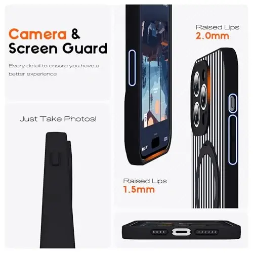 SKYLMW Compatible with iPhone 14 Pro Max Case with Magnetic Invisible Stand [Compatible with Mag-Safe][Cute Aesthetic Striped Pattern] Silicone 14 Pro Max Phone Case for Women Men 6.7