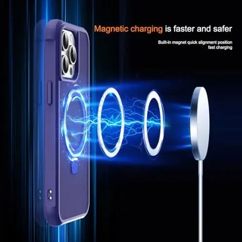 SKYLMW Compatible with iPhone 14 Pro Max Case with Invisible Magnetic O-Ring Stand Military-Grade Translucent Case for iPhone 14 ProMax 6.7