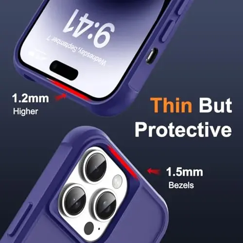 SKYLMW iPhone 14 Pro Max uchun g'ilof, ko'rinmas magnit O-Ring stend bilan, harbiy darajadagi yarim shaffof g'ilof iPhone 14 ProMax 6.7