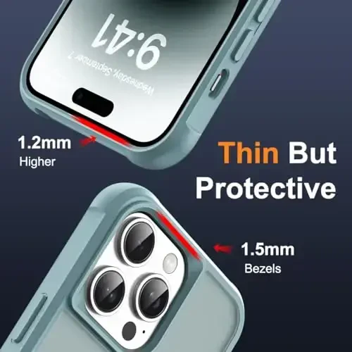 SKYLMW iPhone 14 Pro Max uchun ko'rinmas magnit O-Ring stendli harbiy darajadagi yarim shaffof g'ilof, iPhone 14 ProMax 6.7