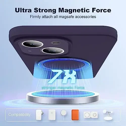 SKYLMW iPhone 14 Pro Max uchun mo'ljallangan, magnitli ko'rinmas stendga ega g'ilof Mag-Safe bilan mos keladi, harbiy standartlarda sinovdan o'tgan zarbga chidamli silikon telefon g'iloflari ayollar va erkaklar uchun 6,7 dyuym, binafsha - 4
