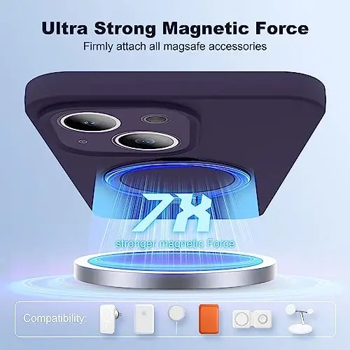SKYLMW iPhone 14 Pro Max uchun mo'ljallangan, magnitli ko'rinmas stendga ega g'ilof Mag-Safe bilan mos keladi, harbiy standartlarda sinovdan o'tgan zarbga chidamli silikon telefon g'iloflari ayollar va erkaklar uchun 6,7 dyuym, binafsha - 4