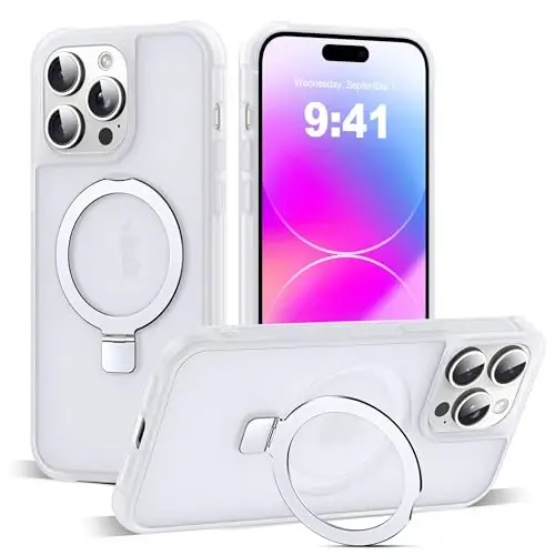 SKYLMW iPhone 14 Pro Max uchun mos keladigan, ko'rinmas magnit O-Ring stendiga ega, harbiy darajadagi telefon qutisi iPhone 14 ProMax 6.7