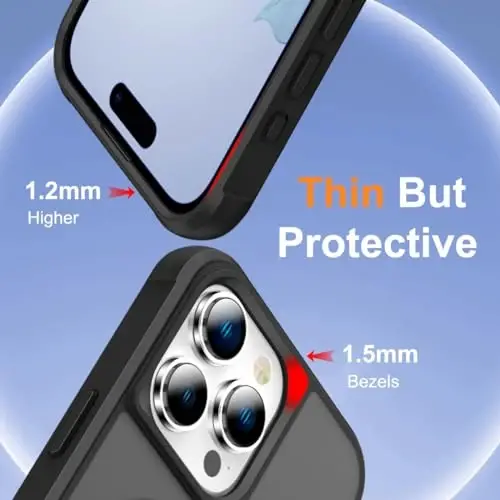 SKYLMW iPhone 14 Pro Max uchun mos keladigan ko'rinmas magnit O-Ring stendli harbiy darajadagi yarim shaffof g'ilof iPhone 14 ProMax 6.7