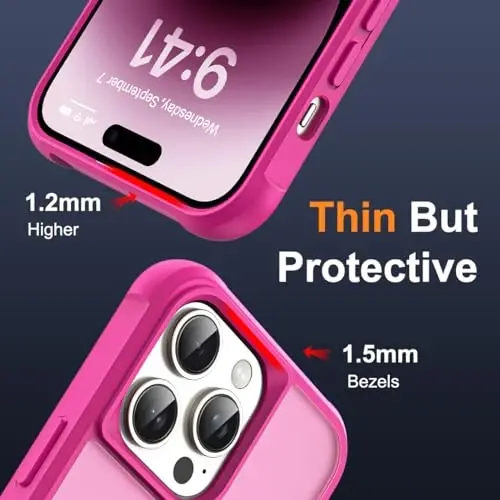 SKYLMW iPhone 14 Pro Max uchun mos keladigan, ko'rinmas magnit O-Ring stendli, harbiy darajadagi yarim shaffof g'ilof iPhone 14 ProMax 6.7