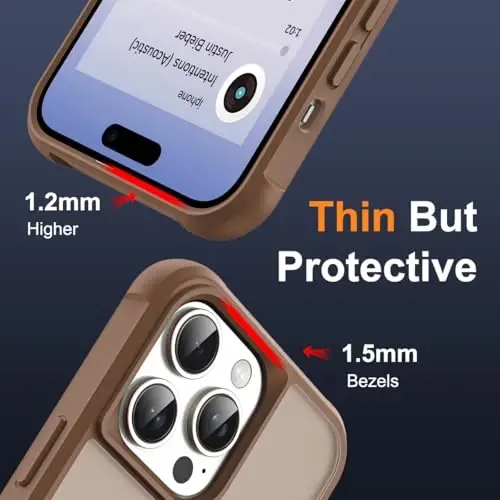SKYLMW iPhone 14 Pro uchun mos keladigan, ko'rinmas magnit O-Ring stendiga ega, harbiy standartdagi yarim shaffof g'ilof iPhone 14 Pro 6.1