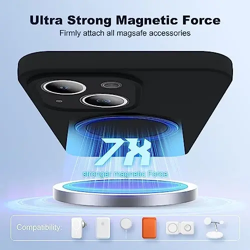 SKYLMW Designed for iPhone 15 Case with Magnetic Invisible Stand Compatible with Mag-Safe Military Drop Tested Shockproof Silicone Phone Case for Women Men 6.1'', Black - 3