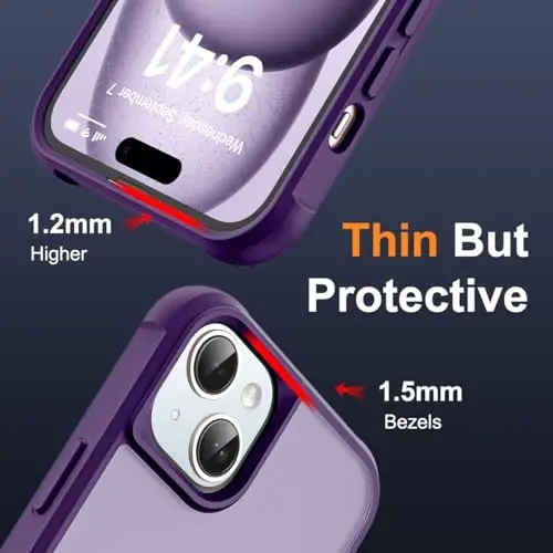 SKYLMW Compatible with iPhone 15 Case with Invisible Magnetic O-Ring Stand Military-Grade Translucent Case for iPhone 15 6.1