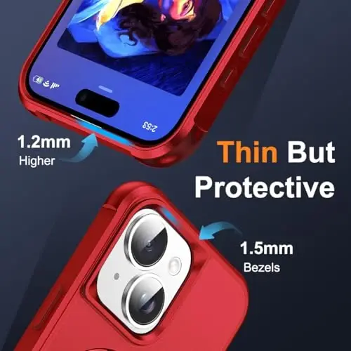SKYLMW Compatible with iPhone 15 Plus Case with Invisible Magnetic O-Ring Stand Military-Grade Case for iPhone 15 Plus 6.7