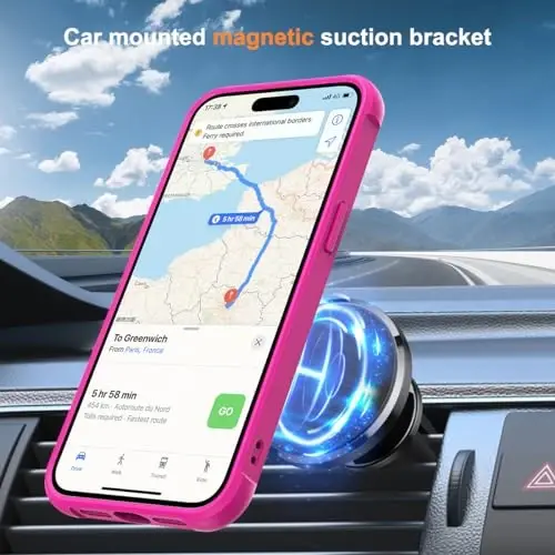 SKYLMW Compatible with iPhone 15 Plus Case with Invisible Magnetic O-Ring Stand Military-Grade Translucent Case for iPhone 15 Plus 6.7