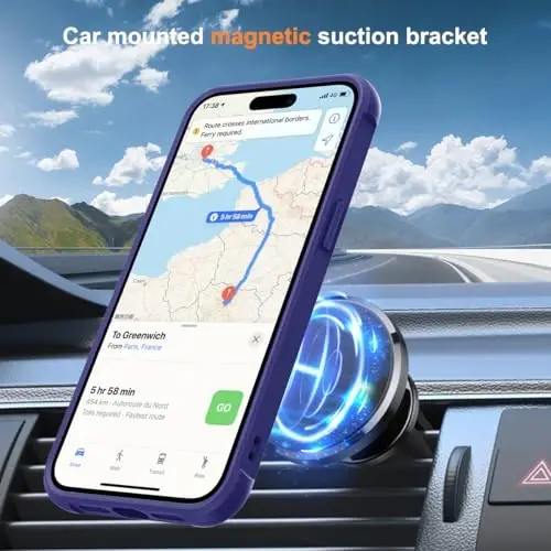 SKYLMW iPhone 15 Plus uchun g'ilof, ko'rinmas magnit O-Ring stendli, harbiy darajadagi yarim shaffof g'ilof iPhone 15 Plus 6.7
