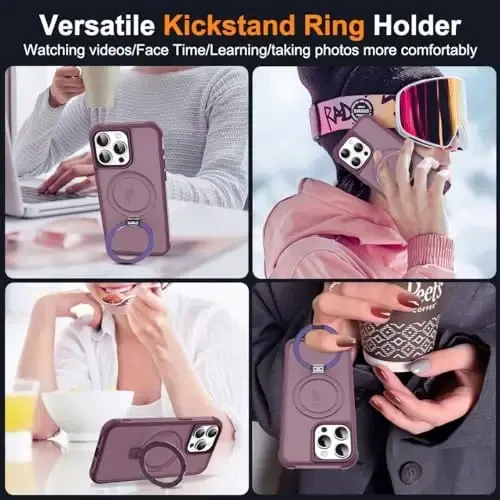 SKYLMW iPhone 15 Pro korpusi bilan mos keladigan, ko'rinmas magnitli O-Ring tagligi bilan, harbiy darajali, yarim shaffof iPhone 15 Pro 6.1