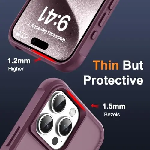 SKYLMW iPhone 15 Pro korpusi bilan mos keladigan, ko'rinmas magnitli O-Ring tagligi bilan, harbiy darajali, yarim shaffof iPhone 15 Pro 6.1
