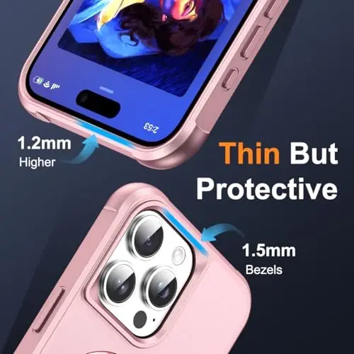SKYLMW Compatible with iPhone 15 Pro Max Case with Invisible Magnetic O-Ring Stand Military-Grade Case for iPhone 15 ProMax 6.7