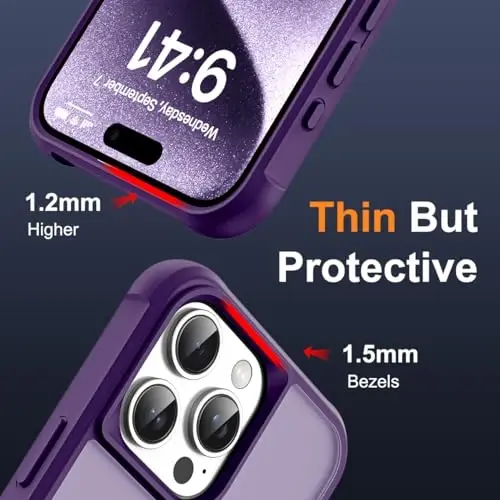 SKYLMW Compatible with iPhone 15 Pro Max Case with Invisible Magnetic O-Ring Stand Military-Grade Translucent Case for iPhone 15 ProMax 6.7