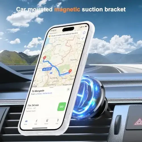 SKYLMW iPhone 15 Pro Max uchun g'ilof, ko'rinmas magnit O-Ring stendi bilan, harbiy standartdagi telefon g'ilofi iPhone 15 ProMax 6.7