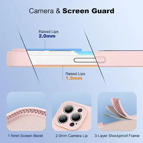 SKYLMW iPhone 15 Pro Max uchun magnitli ko'rinmas stendga ega g'ilof, Mag-Safe bilan mos, harbiy standartlarga mos tushishga chidamli silikon telefon g'iloflari ayollar va erkaklar uchun 6,7'', pushti - 4