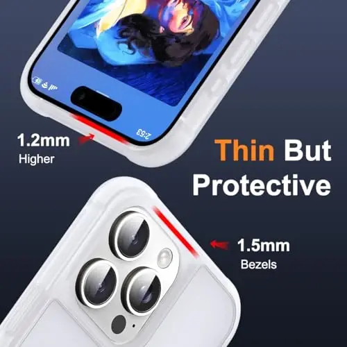 SKYLMW iPhone 15 Pro uchun g'ilof, ko'rinmas magnit O-Ring stend, harbiy standartdagi telefon g'ilofi iPhone 15 Pro 6.1