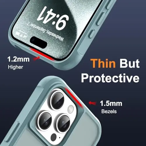 SKYLMW iPhone 15 Pro uchun g'ilof, ko'rinmas magnit O-Ring stendli yarim shaffof g'ilof iPhone 15 Pro 6.1