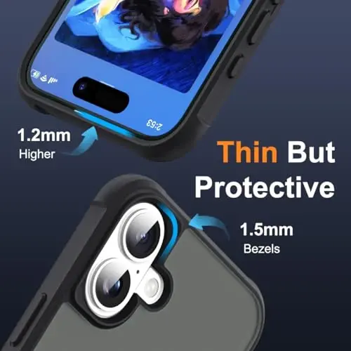 SKYLMW Compatible with iPhone 16 Case with Invisible Magnetic O-Ring Stand Military-Grade Translucent Case for iPhone 16 6.1