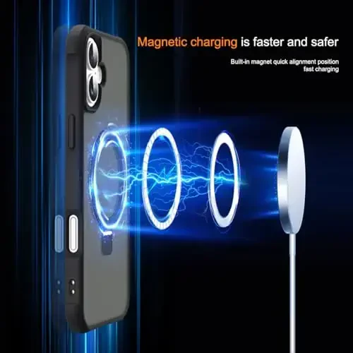 SKYLMW Compatible with iPhone 16 Case with Invisible Magnetic O-Ring Stand Military-Grade Translucent Case for iPhone 16 6.1