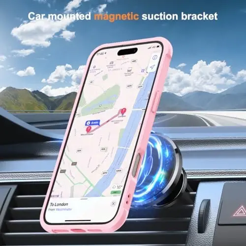 SKYLMW Compatible with iPhone 16 Case with Invisible Magnetic O-Ring Stand Military-Grade Translucent Case for iPhone 16 6.1