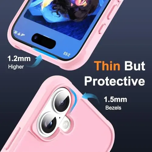 SKYLMW Compatible with iPhone 16 Case with Invisible Magnetic O-Ring Stand Military-Grade Translucent Case for iPhone 16 6.1