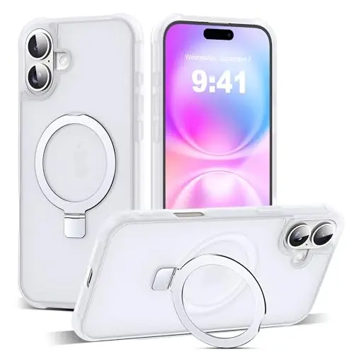 SKYLMW Compatible with iPhone 16 Plus Case with Invisible Magnetic O-Ring Stand Military-Grade Phone Case for iPhone 16 Plus 6.7