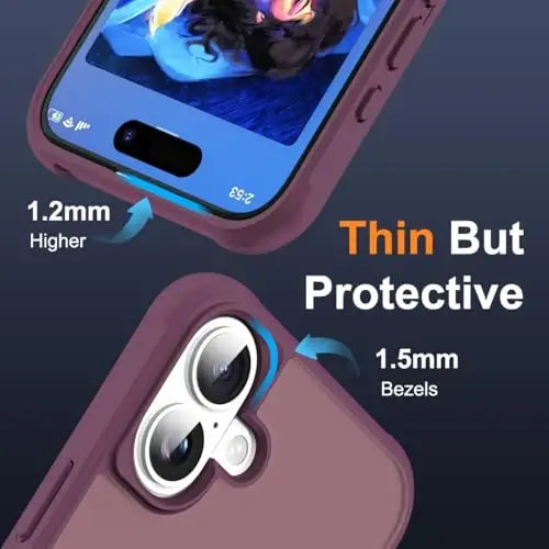 SKYLMW Compatible with iPhone 16 Plus Case with Invisible Magnetic O-Ring Stand Military-Grade Translucent Case for iPhone 16 Plus 6.7