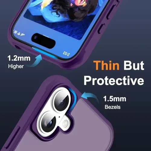 SKYLMW Compatible with iPhone 16 Plus Case with Invisible Magnetic O-Ring Stand Military-Grade Translucent Case for iPhone 16 Plus 6.7