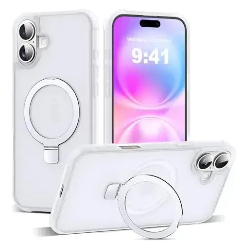 SKYLMW iPhone 16 Plus uchun g'ayrioddiy magnit O-Ring stendli harbiy darajadagi telefon qutisi iPhone 16 Plus 6.7
