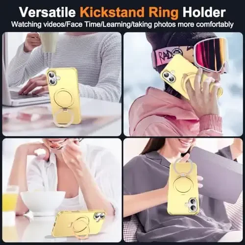 SKYLMW iPhone 16 Plus uchun g'ilof, ko'rinmas magnit O-Ring stend bilan, harbiy darajadagi g'ilof iPhone 16 Plus 6.7